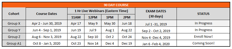 course schedule through A1