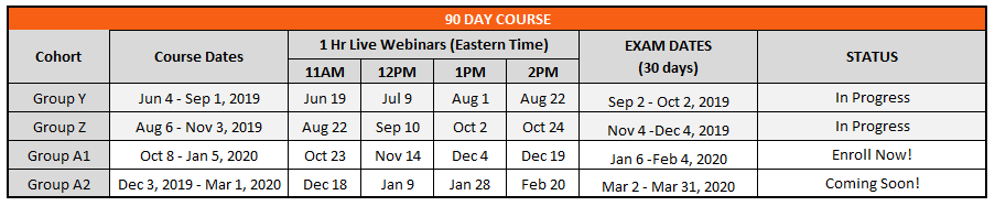 course schedule