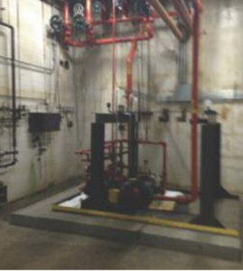 Example of a piping system for building heating and cooling.