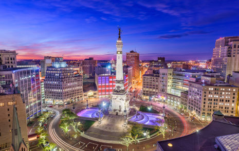 Indianapolis skyline at night.